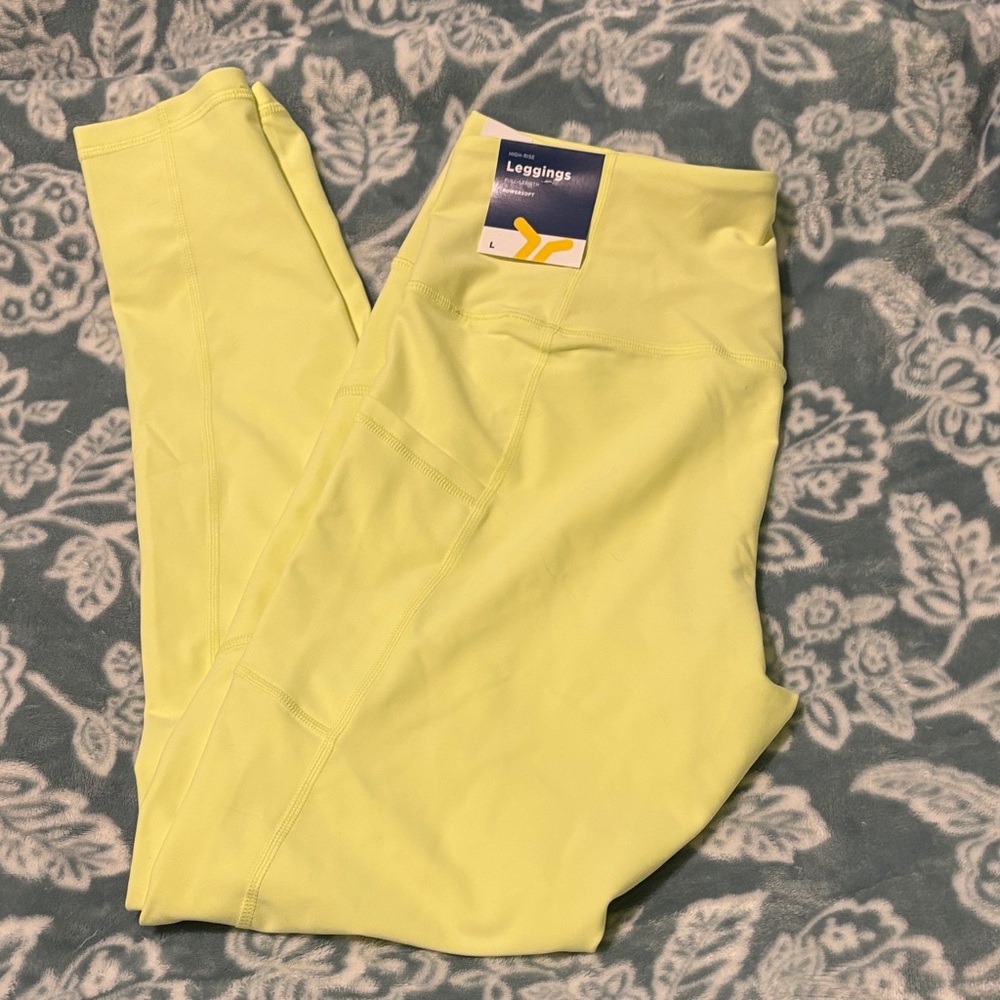 Old Navy Bright Yellow High-Rise Full Length Powersoft Leggings